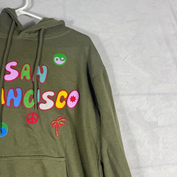 City Wear Hoodie Womens Olive Green San Francisco Graphic Print Size Small - Picture 6 of 14